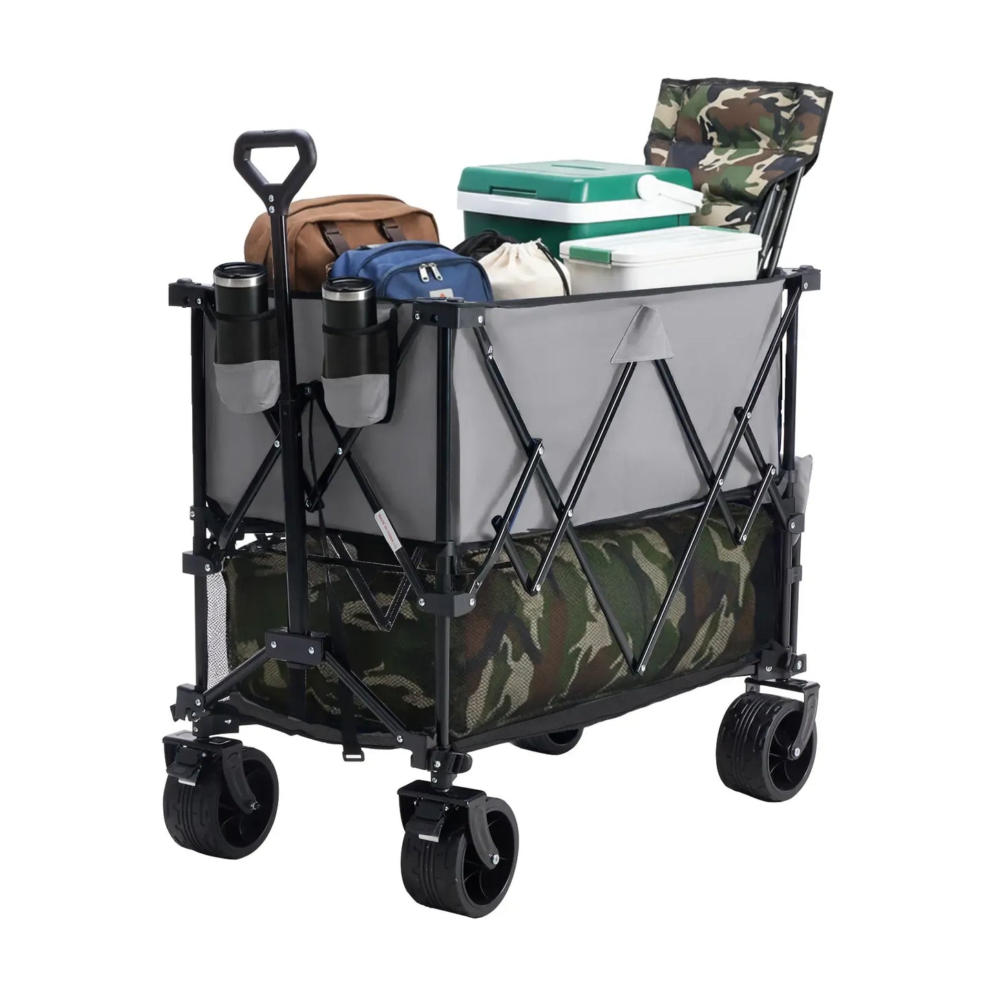 Foldable Utility Wagon – 320L Large Capacity, 440 lbs Load, All-Terrain Wheels